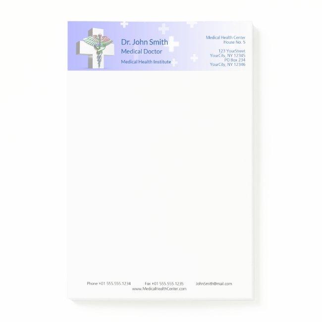 Holographic Medical 3D Caduceus White Cross Post-it Notes