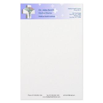 Holographic Medical 3D Caduceus White Cross Stationery