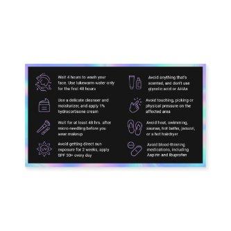 Holographic Microneedling Aftercare Card