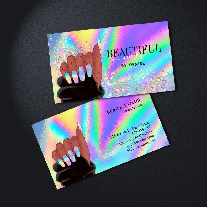 holographic nails salon afroamerican hand  busines