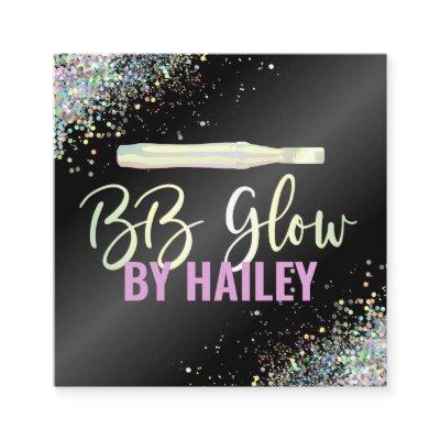 Holographic On Black BB Glow Square