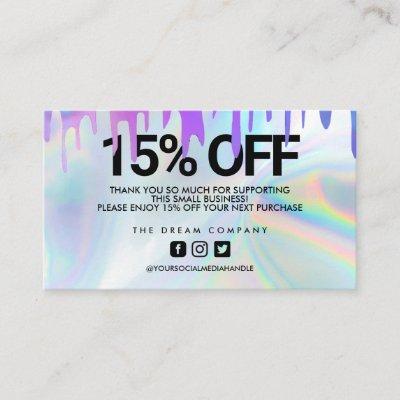 Holographic Paint Drip Trendy Discount Thank You