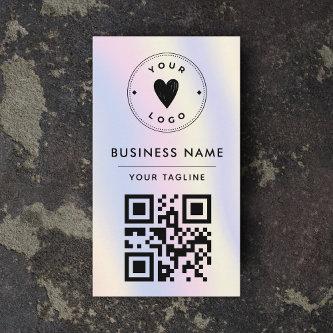 Holographic Pastel Rainbow Add Your Logo & QR Code