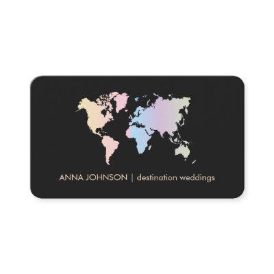 Holographic Pastel World Map Global Travel Agent