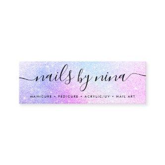 Holographic pink glitter chic script signature mini