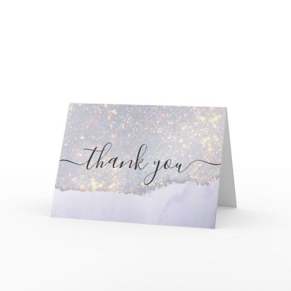 Holographic Purple Glitter Luxury Glam Thank You Card