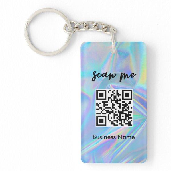 Holographic QR Code  Your Logo Keychain