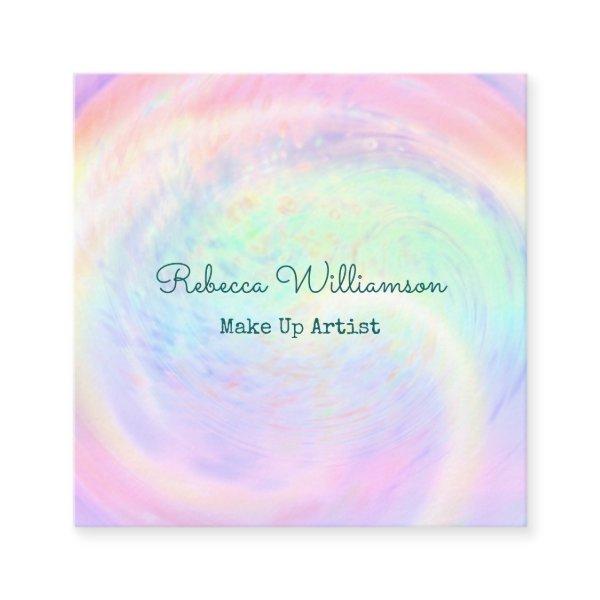 Holographic Rainbow Aesthetic Pastel Swirl Make Up Square