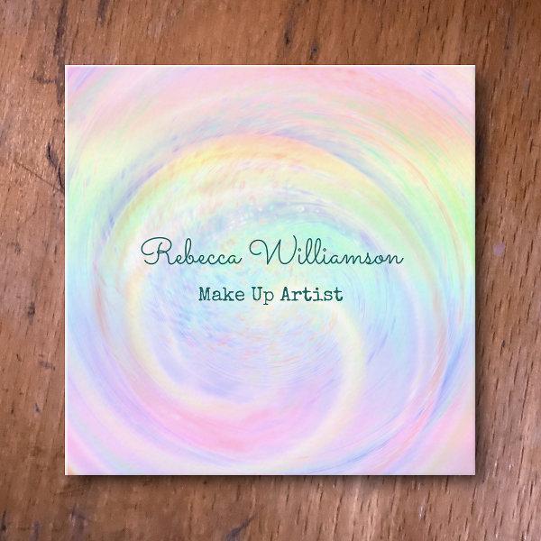 Holographic Rainbow Aesthetic Pastel Swirl Make Up Square
