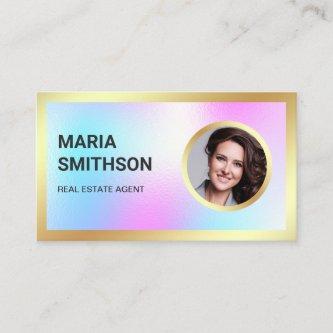 Holographic Rainbow Gold Photo Real Estate Agent