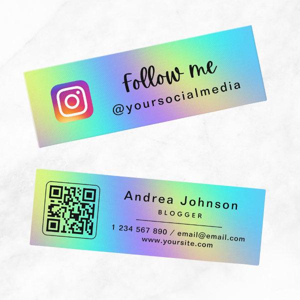 Holographic Rainbow Instagram Follow Add QR Code Mini