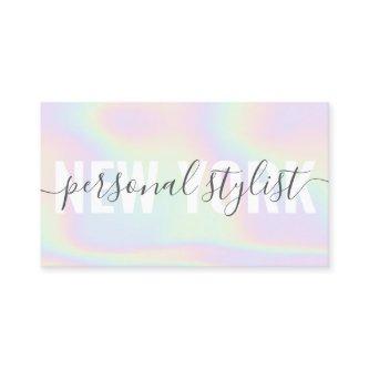 Holographic rainbow script signature girly stylist