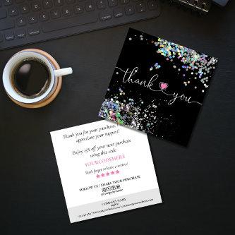 holographic script heart thank you for your order square