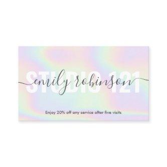 Holographic unicorn rainbow script punch circles loyalty card