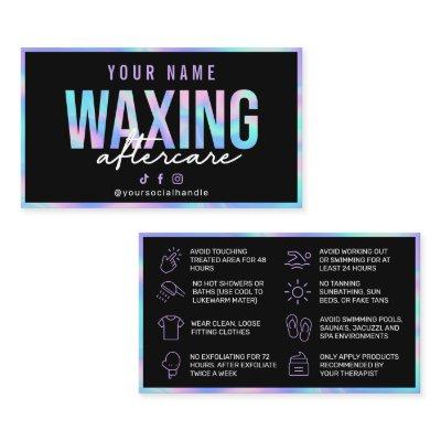 Holographic Waxing Aftercare Card