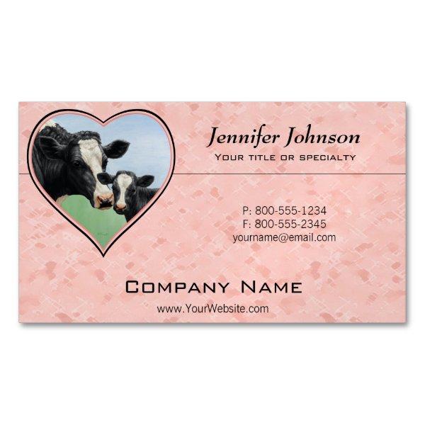Holstein Cow and Calf Pink Heart Magnetic