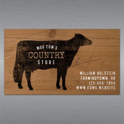 Holstein Cow Silhouette Rustic Style  Magnet