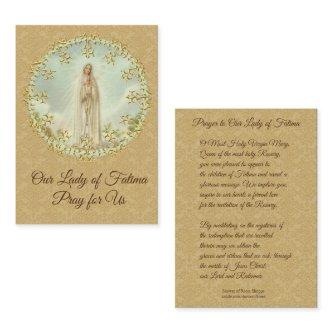 Holy Card | Our Lady of Fatima | gold damask