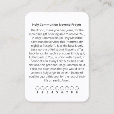 Holy Communion Novena Prayer Card