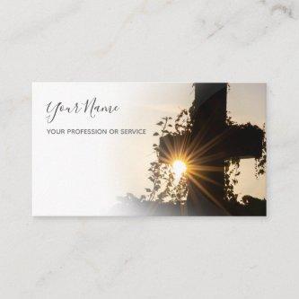Holy cross with golden sunset for morticians busin