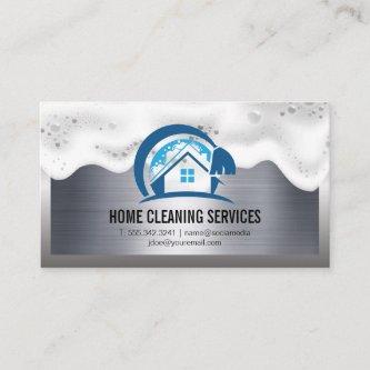 Home Cleaning Logo | Soap Suds | Metallic