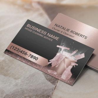 Home Cleaning Service Modern Rose Gold Glitter