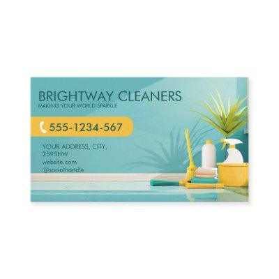 Home Cleaning Services Teal Yellow QR Code