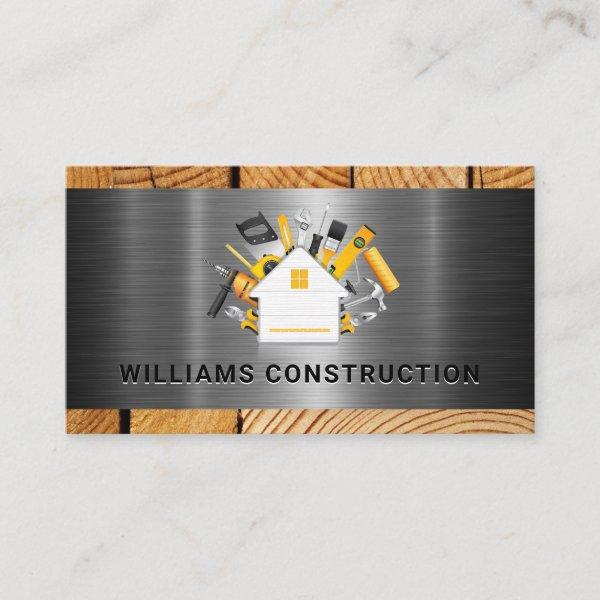 Home Construction Tools Logo | Metal and Wood