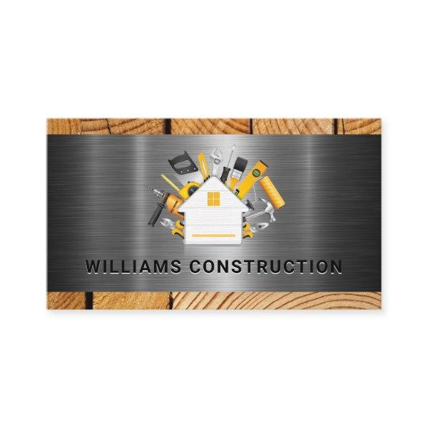 Home Construction Tools Logo | Metal and Wood