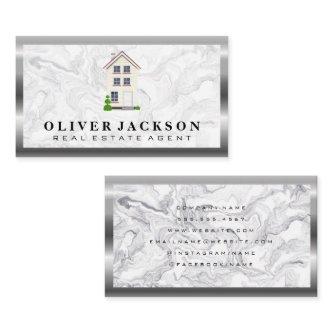 Home Icon | Marble Silver Metallic