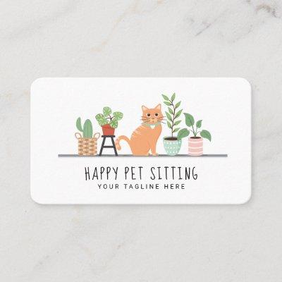 Home Pet Sitting Loveable Happy Cat & House Plants