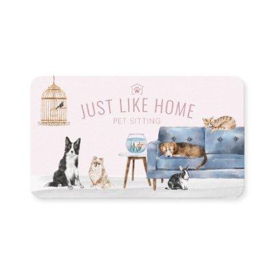 Home Pet Sitting Watercolor Cozy Home Blue Couch