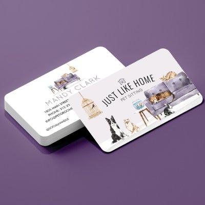 Home Pet Sitting Watercolor Cozy Home Mauve Couch