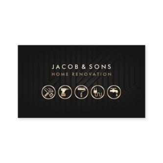 Home Renovation Gold Icons Black Metal Texture