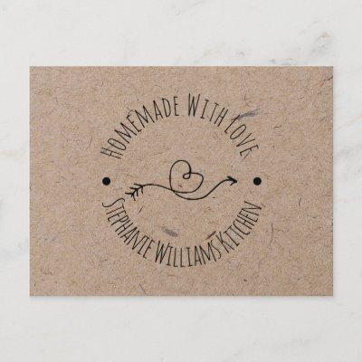 Homemade with Love | Faux Kraft Paper| Heart Arrow Postcard