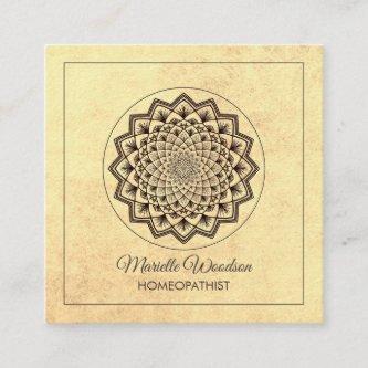 Homeopathy Mandala Symmetry  | Textured Sepia Square