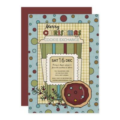 Homespun Country Christmas Cookie Exchange  Invitation