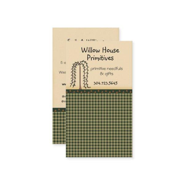 Homespun Gingham Willow Tree Primitive Country