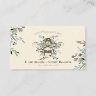 Honey Bee Apiary Floral Rustic Ivory