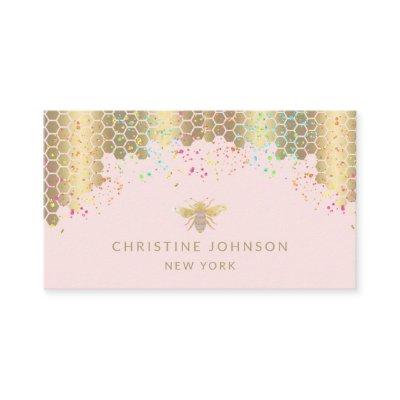 honey bee design faux glitter on pink