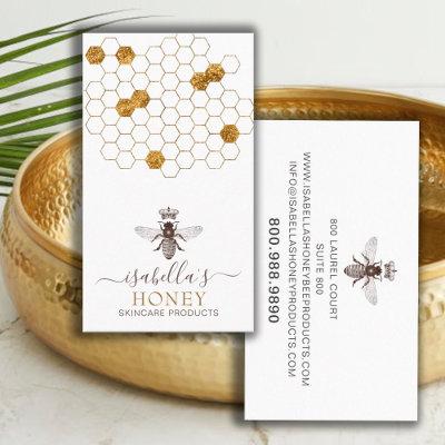 Honey Bee Heart Skincare Gold Foil On White Busine