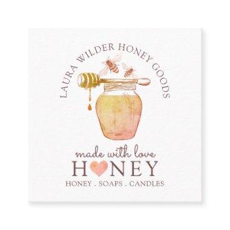 Honey Bee Products Watercolor Illustrated Logo Square