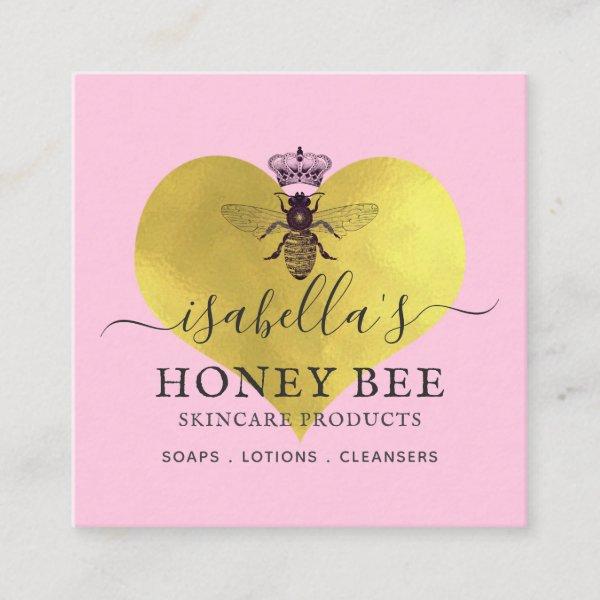 Honey Bee Skincare Gold Foil On Pink Square