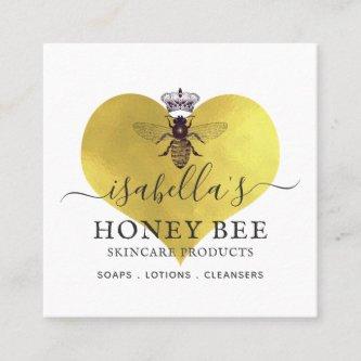Honey Bee Skincare Gold Foil On White Business Car Square