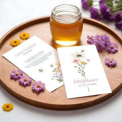 Honey Bee Watercolor Wildflowers Honey Farm