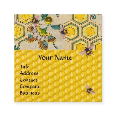 HONEY BEES,BEEHIVES, SPRING FLOWERS BEEKEEPER SQUARE