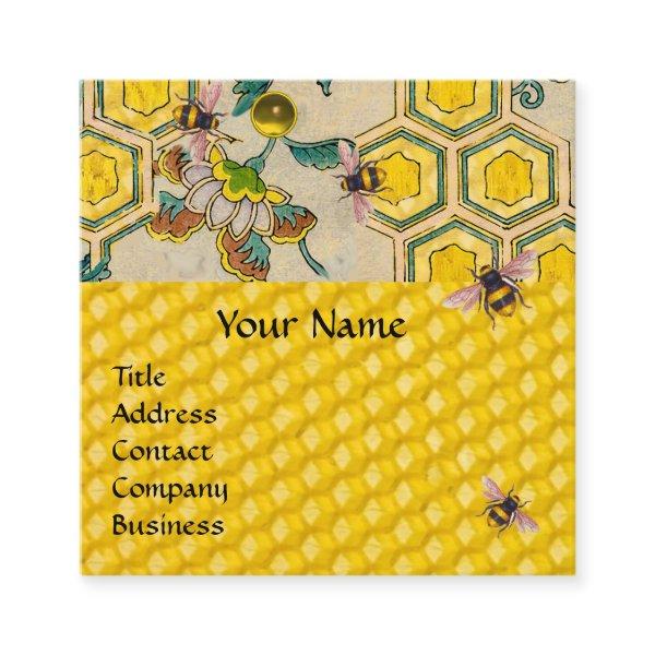HONEY BEES,BEEHIVES, SPRING FLOWERS BEEKEEPER SQUARE