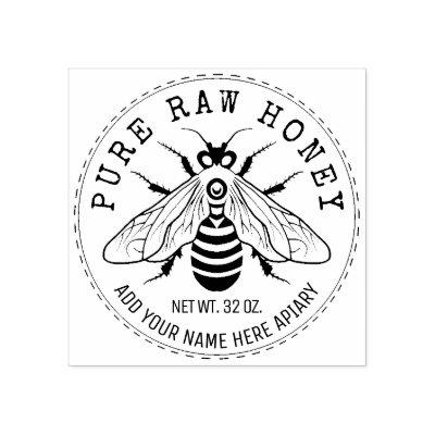 Honey Jar Labeling | Honeybee Honeycomb Bee Apiary Rubber Stamp