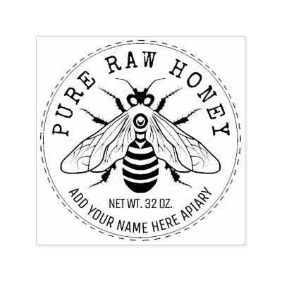 Honey Jar Labeling | Honeybee Honeycomb Bee Apiary Self-inking Stamp