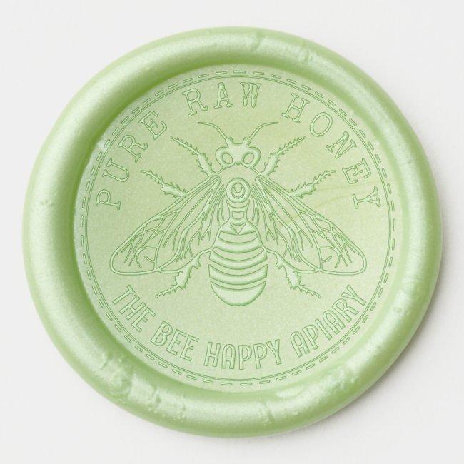 Honeybee Bee Apiary Honey Jar Labeling Custom Text Wax Seal Sticker